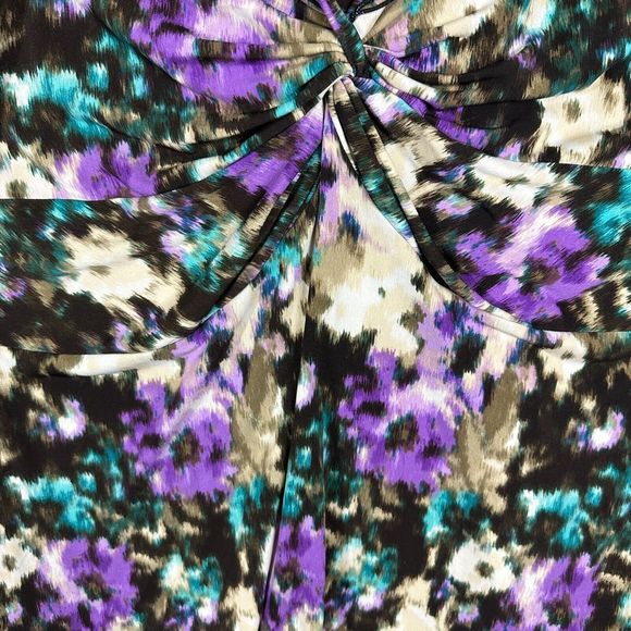 CJ Banks Womens Pullover Flower Purple V Neck Plus Size X - Picture 4 of 14